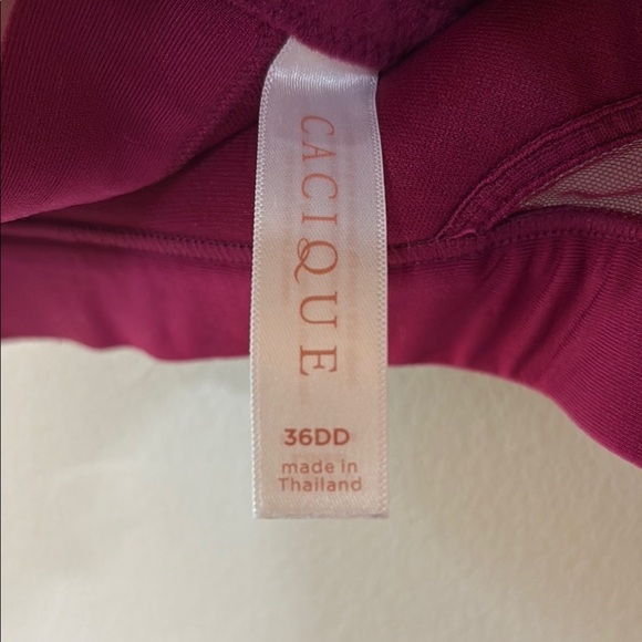 Cacique Pink Wireless Bra with V-Neck Design 36DD - Picture 3 of 3